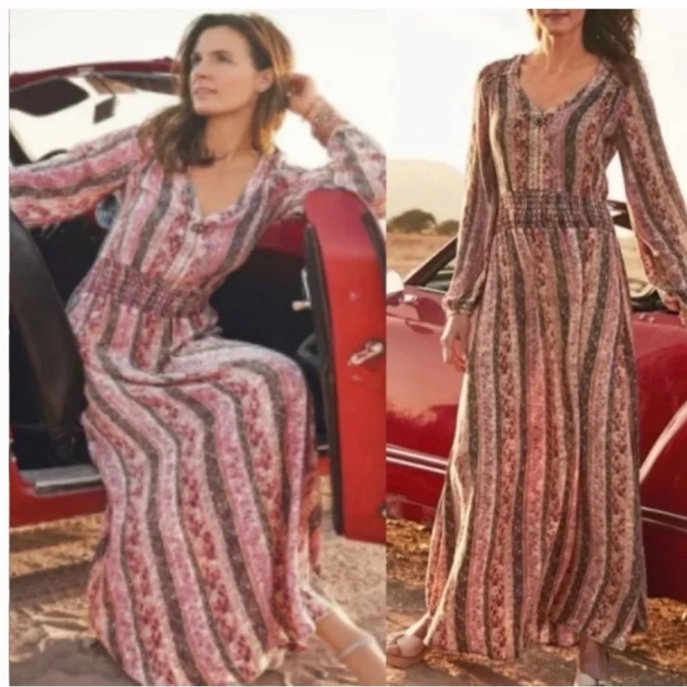 Soft Surroundings Esperanza Floral Print Maxi Dress Size Small - Picture 4 of 13